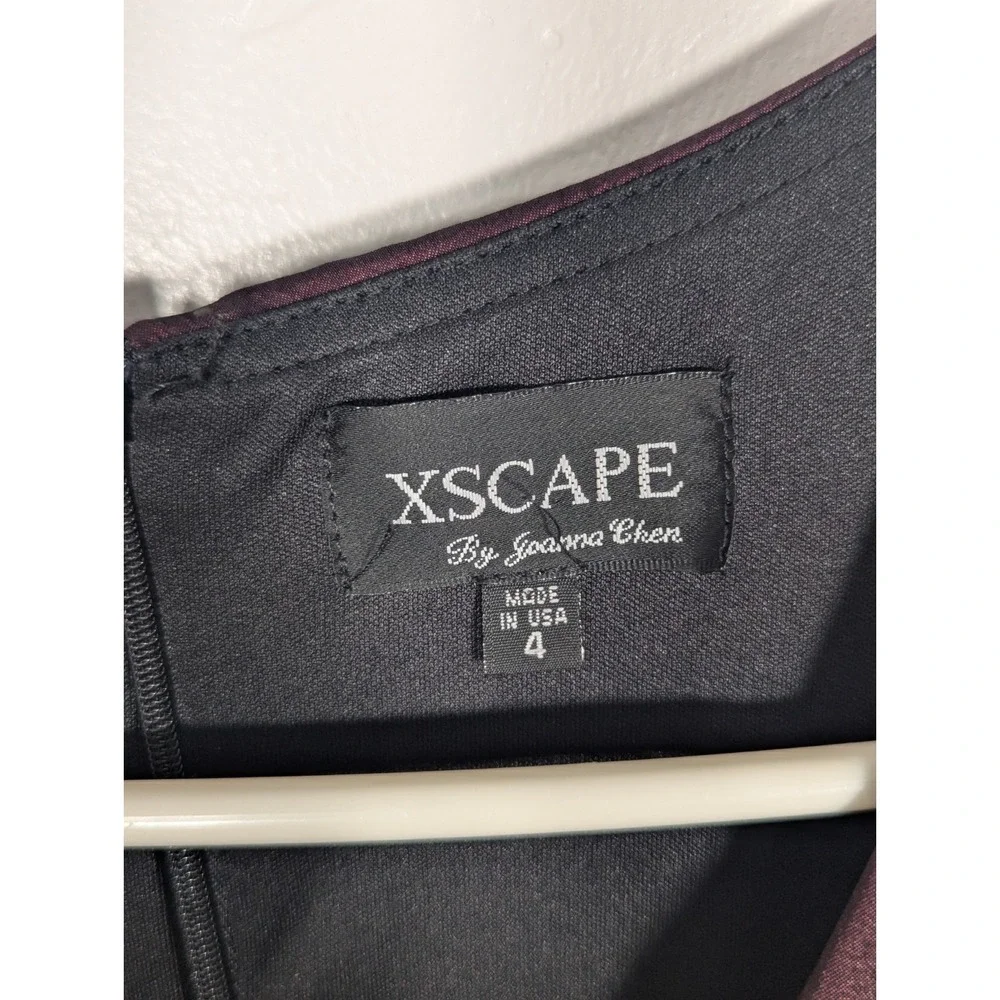 Xscape Dress 4‎ Rouched Maroon Cocktail Formal Vamp Rosette